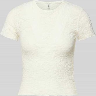 Only Slim Fit T-Shirt aus Spitze Modell FAITH in Offwhite, Gr&ouml;&szlig;e XL