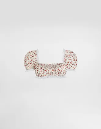 Dolce & Gabbana Small Rose-print Poplin Top - Woman Shirts And Tops Multicolor 38