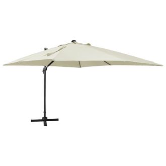 Berkfield Home Cantilever Umbrella with Pole & LED Lights Sand 300 cm in Beige
