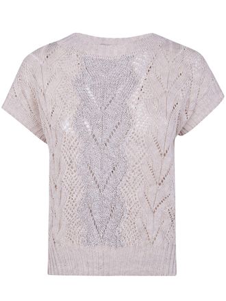 D.exterior D. EXTERIOR Braids Linen Crystals Boat Neck Sweater