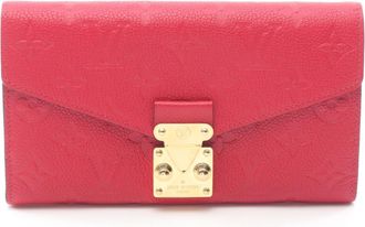 Louis Vuitton Red Color Leather Long Wallet (Bi-Fold) (Pre-Owned)