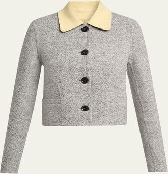 Proenza Schouler Gaelle Contrast-Collar Tweed Single-Breasted Jacket