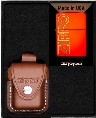 OEM Encendedor Zippo Rojo Met&aacute;lico Con Logotipo Grabado A L&aacute;ser, Set De Regalo N.&ordm; 2