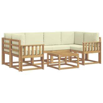 vidaXL Conjunto De Sof&aacute;s De Exterior Con Coj&iacute;n 7 Pcs Blanco Y Crema Vidaxl