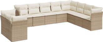 vidaXL Juego De Sof&aacute;s Jard&iacute;n Con Cojines Beige 10 Pzas Rat&aacute;n Sint&eacute;tico Vidaxl