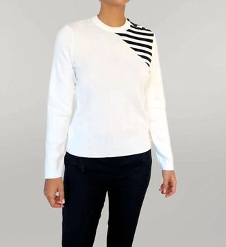 Saint James Iris Sweater In White/navy