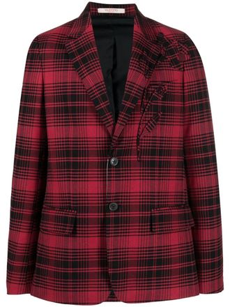 Valentino Garavani checked single-breasted blazer - Red