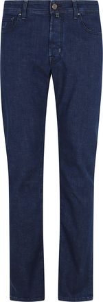 Jacob Cohen Dark Blue Bard Five-Pocket Cotton-Blend Jeans