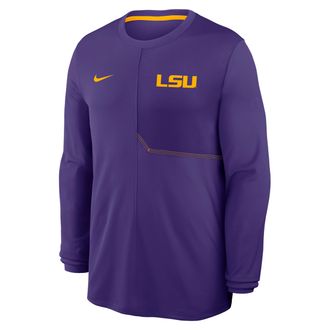 Nike LSU Sideline Coach Nike Mens Dri-FIT College Long-Sleeve Top in Purple | 03B108DCLSN-GQK