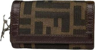 Fendi Pre-owned Wallets, female, Brown, Size: ONE SIZE Pre-owned Canvas Key Holder