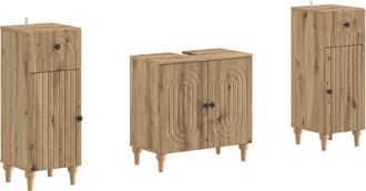 vidaXL Juego De Gabinete De Ba&ntilde;o De 2 Piezas Alkmaar Roble Artisan Vidaxl