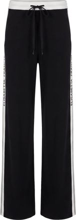 Elisabetta Franchi Wide-Leg Trousers with Contrasting Waistband and Side Stripes