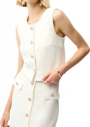 Joseph Ribkoff Boucl&eacute; Button Front Vest In Off-White