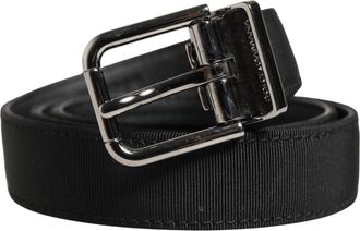 Dolce & Gabbana Men Black Viscose Leather Metal Buckle Belt Calf