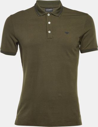 Emporio Armani Dark Green Cotton Polo T-Shirt