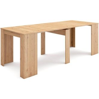 Skraut Home Mesa Consola Extensible, Mesa Comedor Plegable, 220, Para 10 Comensales, Comedor Y Cocina, Estilo Moderno, Roble - Skraut Home