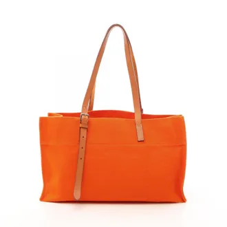Herm&egrave;s Beige Orange Handbag Tote Bag (Pre-Owned)