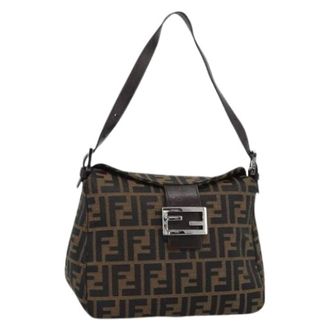 Fendi Pre-owned Shoulder Bags, female, Brown, Size: ONE SIZE Pre-owned Vintage Zucca Canvas Shoulder Bag