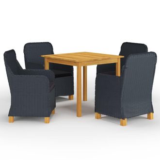vidaXL Vidaxl - Juego De Comedor Para Jard&iacute;n De 5 Piezas Gris Oscuro