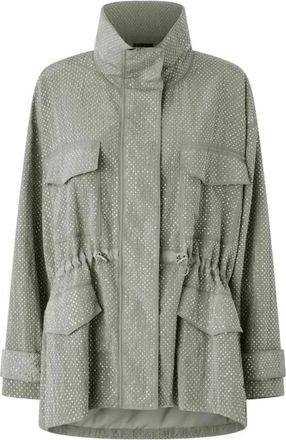 Pinko Technische parka met mini-studs met strass-effect - Dames - Parka Jassen - Grijs - M - Jassen