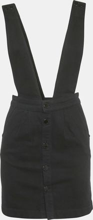 Maje Black Denim Strap Detail Ritana Mini Skirt