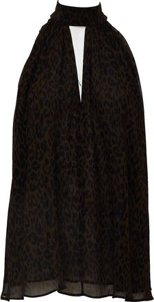 Rotate Fleur Animal Print Halterneck Bow Top