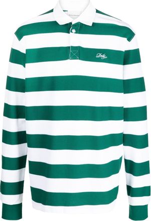 Drôle de Monsieur stripe-print long-sleeved polo shirt - men - Cotton - S - Green