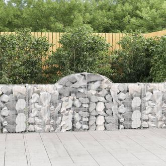 Berkfield Home Arched Gabion Baskets 14 pcs 200x30x80/100 cm Galvanised Iron in Silver
