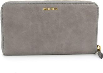 Miu Miu Gray Leather Coin Purse/Coin Case (Pre-Owned)