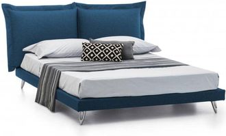 Talamo Italia Talamo Italia - Letto matrimoniale Anatoly, Letto fisso in tessuto con piedini, 100% Made in Italy, adatto per materasso 160x190 cm, Blu