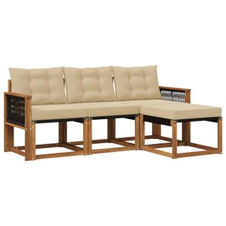 vidaXL Conjunto De Sof&aacute;s De Exterior Con Coj&iacute;n 4 Pcs Natural Y Beige Vidaxl