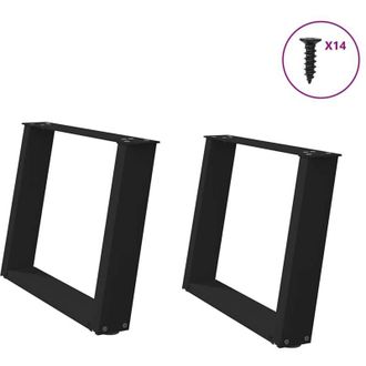 vidaXL Vidaxl - Patas Para Mesa De Centro En Forma De U (2 Unidades), Color Negro, 60 X (42-43) Cm, Acero