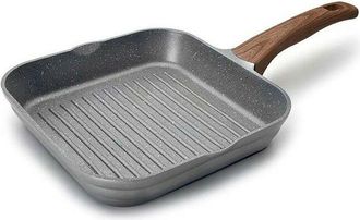 Lacor Sart&eacute;n Asador Grill Stilo Aluminio Gris 28x28 Cm 5.2 Cm De Altura Sart&eacute;n Cuadrada De Aluminio