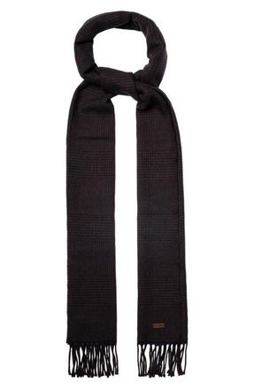 Eton Houndsttoh Check Merino Wool Scarf in Medium Brown at Nordstrom