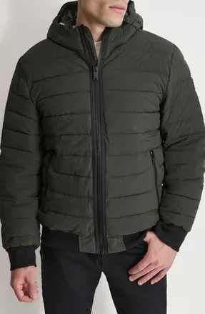 DKNY Zip Front Quilted Jacket in Dark Olive at Nordstrom Rack, Size Xx-Large
