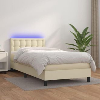 vidaXL Cama Box Spring Y Colch&oacute;n Led Cuero Sint&eacute;tico Crema 90x200 Cm Vidaxl