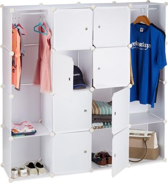 Relaxdays Relaxdays - Armario Dormitorio Modular, Pl&aacute;stico, Blanco, 145,5 X 145,5 X 36,5 Cm