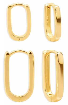 Argento Vivo Set of 2 Oblong Hoop Earrings in Gold at Nordstrom