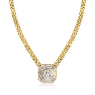 Ross-Simons Diamond Cluster Necklace in 18kt Gold Over Sterling