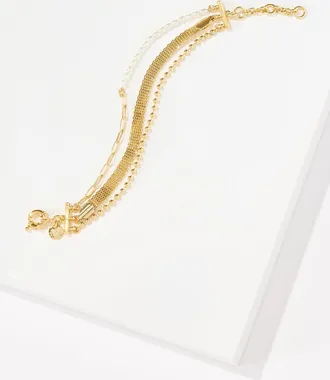 Talbots Layered Chain Bracelet - Gold - 001 Talbots