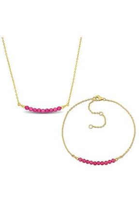 Delmar Beaded Created Ruby Bracelet & Necklace Set in Red at Nordstrom Rack