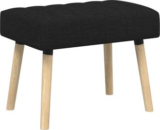 vidaXL Banco Con Tapizado En Canal Negro 60 X 40 X 45 Cm Tela Vidaxl