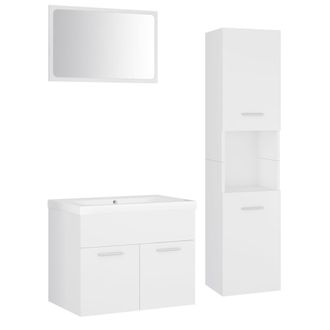 vidaXL Vidaxl - Juego De Muebles De Ba&ntilde;o Madera De Ingenier&iacute;a Blanco