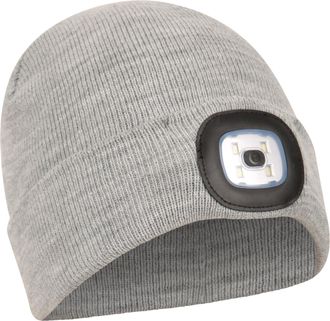 Mountain Warehouse Highlands Womens Light Up Beanie - One Size, Knit Fabric, USB Chargeable - Best for Autumn Winter, Outdoors, Hiking & Trekking Light Grey
