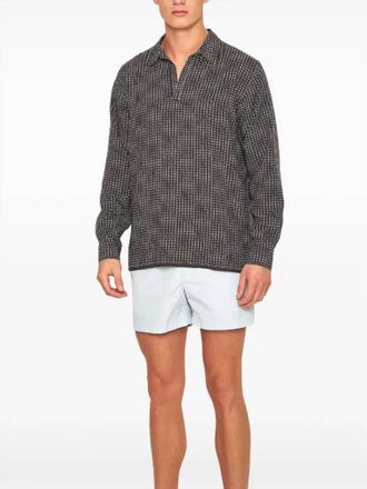 Orlebar Brown Ridley Tiescape Shirt In Truffle/light Sky Pool