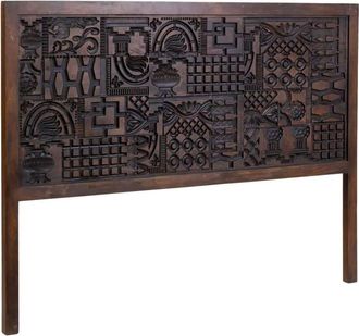 Wanderlust Deco Cabecero de madera tallado artesanal 160 x 3 x 120h cm