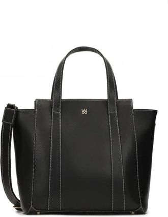 Kazar Zwarte trapeziumvormige schoudertas - Dames - Handtassen - Zwart - ONE Size - Leer - Tassen