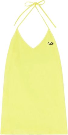 Diesel Milva-D-Pop V-neck logo mini dress - women - Cotton/Polyester - M - Yellow