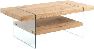 Oresteluchetta Mesa roble con patas vidrio templado, 120x45x6 cm