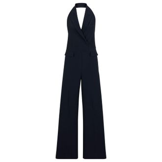 HUGO BOSS Womens Dacom Halterneck Jumpsuit in Dark Blue - Size 10 UK